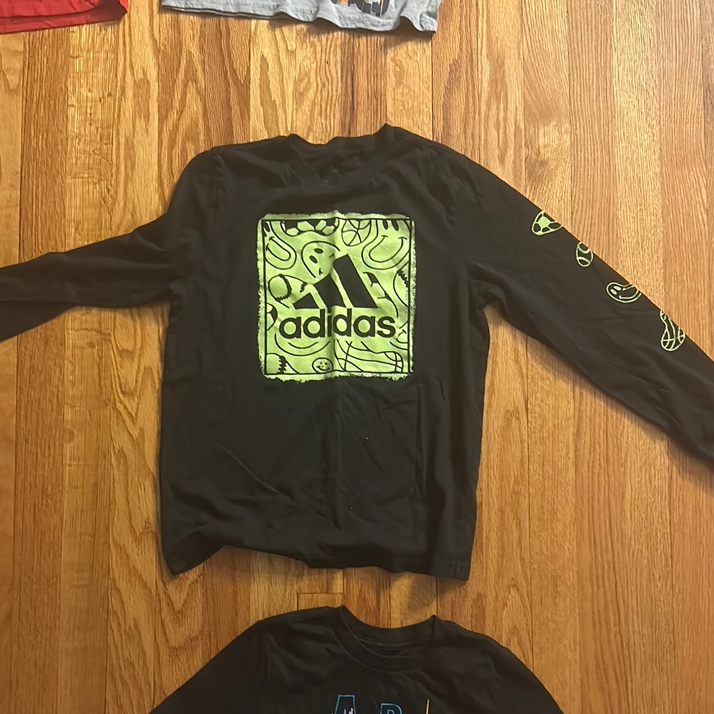 Adidas Black Long Sleeve Tee with Neon Graphic